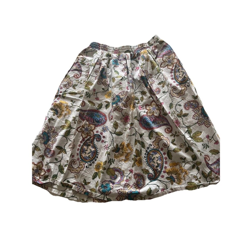 A.n.a Women's Paisley Skirt Size 14 Multicolor Elastic Waist Pull On Mid Length